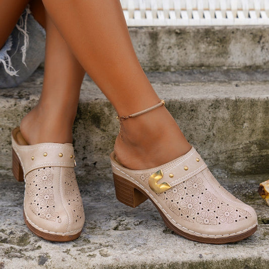 🔥HETE UITVERKOOP – 50% KORTING💕 Dames Instapsandalen met Gesloten Neus en Chunky Hak