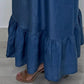 Dames denim halter maxi-jurk