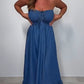 Dames denim halter maxi-jurk