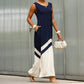 Trendy mouwloze colorblock splitjurk voor dames