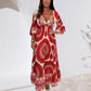 Retro Boho Maxi-jurk met diepe V-hals voor dames