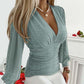 Sexy V-Hals Top voor Dames met Geperforeerd Patroon en Taille Vormgeving en Lange Mouwen