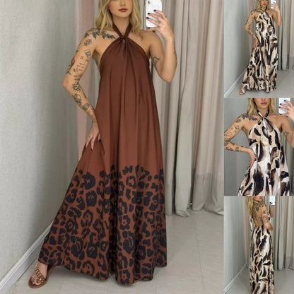 Maxi-jurk met halternek en print voor dames