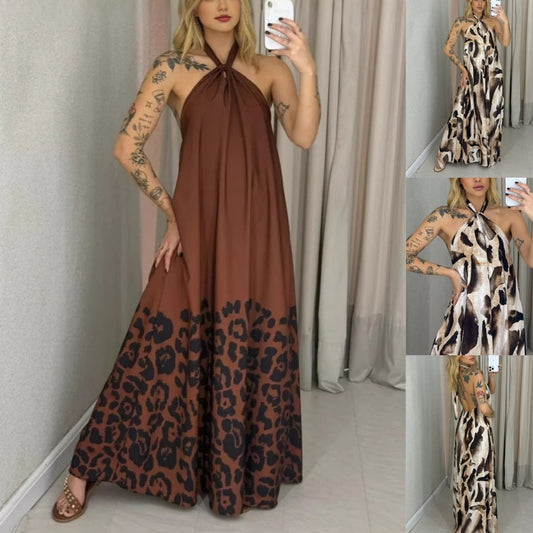 Maxi-jurk met halternek en print voor dames