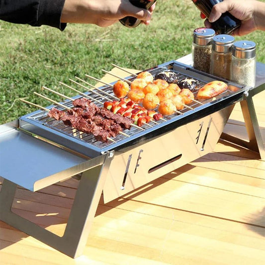 Opvouwbare buitenbarbecue van roestvrij staal