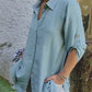 Dames Casual Knoop Front Los Fit Overhemd