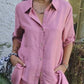 Dames Casual Knoop Front Los Fit Overhemd