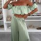 Dames Sexy Effen Kleur Top Wijde Benen Broek Tweedelige Set