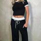 Geribbelde loungeset voor dames met croptop en wijde broek