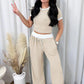 Geribbelde loungeset voor dames met croptop en wijde broek
