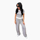 Geribbelde loungeset voor dames met croptop en wijde broek