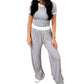Geribbelde loungeset voor dames met croptop en wijde broek