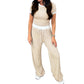 Geribbelde loungeset voor dames met croptop en wijde broek