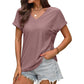 Dames V-hals Holle Effen Kleur Comfortabel Ademend T-shirt