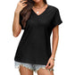 Dames V-hals Holle Effen Kleur Comfortabel Ademend T-shirt