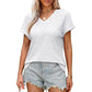 Dames V-hals Holle Effen Kleur Comfortabel Ademend T-shirt