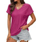 Dames V-hals Holle Effen Kleur Comfortabel Ademend T-shirt