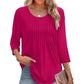 Dames 7-delige mouw geplooide casual top (koop 3, krijg gratis verzending)