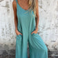 Casual dames-jumpsuit van katoen-linnenmix met zakken en verstelbare bandjes