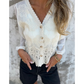 V-Neck Kant Borduur Langermet Blouse voor Dames. Maatverdeling