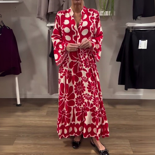 Dames Bloemenprint Losse Pasvorm Enkellange Jurk