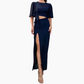 Rugloze midi jurk met split en uitsnijding aan de taille