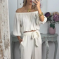Dames Off-Shoulder Top en Broek Set – Modieus en Verfrissend