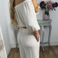 Dames Off-Shoulder Top en Broek Set – Modieus en Verfrissend
