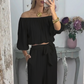 Dames Off-Shoulder Top en Broek Set – Modieus en Verfrissend