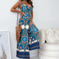 Modieuze Jumpsuit voor Dames met Patronen en Open Rug, inclusief Kwastjesriem