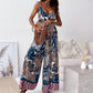Modieuze Jumpsuit voor Dames met Patronen en Open Rug, inclusief Kwastjesriem