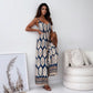Modieuze Jumpsuit voor Dames met Patronen en Open Rug, inclusief Kwastjesriem