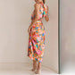 Love In The Garden Bloemenprint Maxi-jurk met halterhals en elastieken taille.