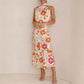 Love In The Garden Bloemenprint Maxi-jurk met halterhals en elastieken taille.