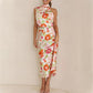 Love In The Garden Bloemenprint Maxi-jurk met halterhals en elastieken taille.
