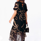 💫Tijdelijke aanbieding 🌺 V-hals vloeiende midi-jurk 💃