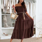 👗Dames Off-Shoulder Maxi Jurk met Korte Mouwen🌺