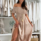 👗Dames Off-Shoulder Maxi Jurk met Korte Mouwen🌺
