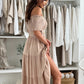 👗Dames Off-Shoulder Maxi Jurk met Korte Mouwen🌺