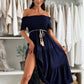 👗Dames Off-Shoulder Maxi Jurk met Korte Mouwen🌺