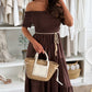 👗Dames Off-Shoulder Maxi Jurk met Korte Mouwen🌺