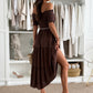 👗Dames Off-Shoulder Maxi Jurk met Korte Mouwen🌺