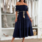 👗Dames Off-Shoulder Maxi Jurk met Korte Mouwen🌺