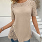🔥Tot 50 % korting!🌸Dames top met korte mouwen en bloemenkant