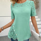 🔥Tot 50 % korting!🌸Dames top met korte mouwen en bloemenkant