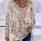 Women's Elegant Lace Trim Long Sleeve Blouse