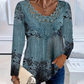 Women's Elegant Lace Trim Long Sleeve Blouse