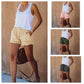 🍃Denim shorts met hoge taille en trekkoord