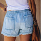🍃Denim shorts met hoge taille en trekkoord