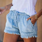 🍃Denim shorts met hoge taille en trekkoord